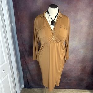 Torrid V-neck dress with left side tie and long sleeves. NWOT. Never worn.